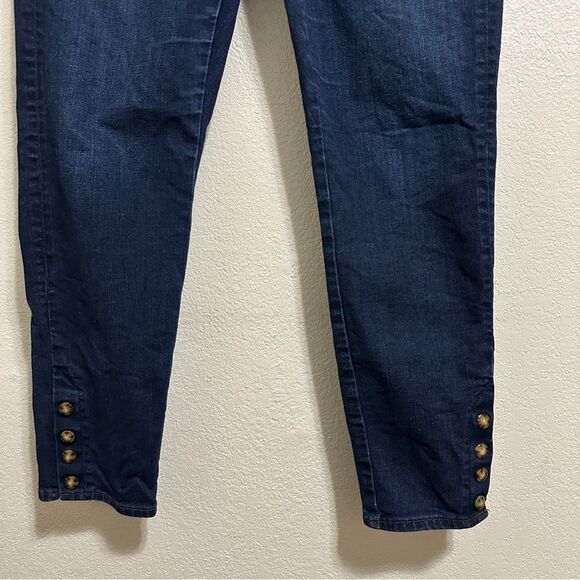 LOFT Size 31 / 12 Dark Wash Skinny Denim High Rise Ankle Snap Jeans - Picture 4 of 10